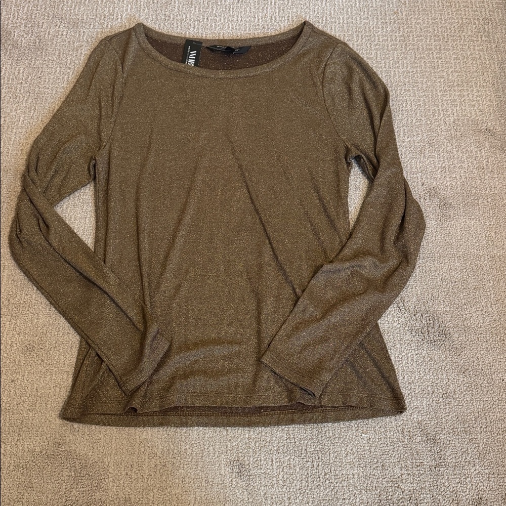 White House Black Market Metallic Long Sleeve Tee
